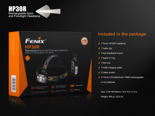Lanterna frontala Fenix HP30R Reincarcabila 1750 lumeni 202 metri 7