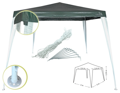 Pavilion de gradina Cattara Assen, 3x3m, inaltime 2.35m, verde - TT13349 - Img 3