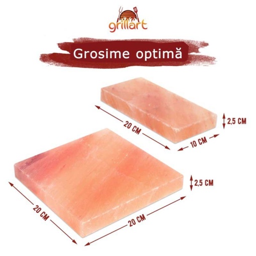 Placa patrata din sare de Himalaya 20x20x2,5 cm pentru gatit la gratar Grillart - GA-1006-2 - Img 3