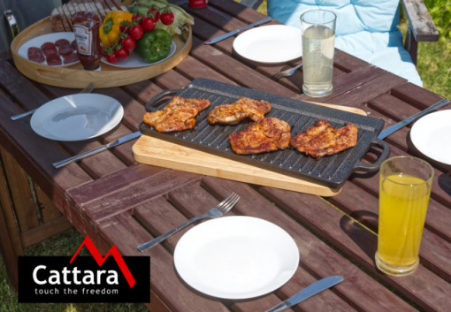 Plita pentru gratar cu doua fete din fonta 50x23x1,4cm Cattara TT13064 - Img 5