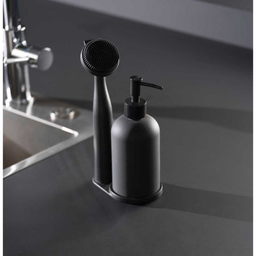 Set dispenser sapun lichid si perie pentru bucatarie Wenko Black Outdoor Kitchen Piedo - 55077100 - Img 6
