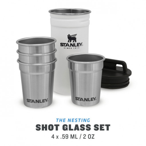 Set Stanley Butelca + 4 pahare Adventure The Nesting Shot Glass Set Polar - 10-01705-037