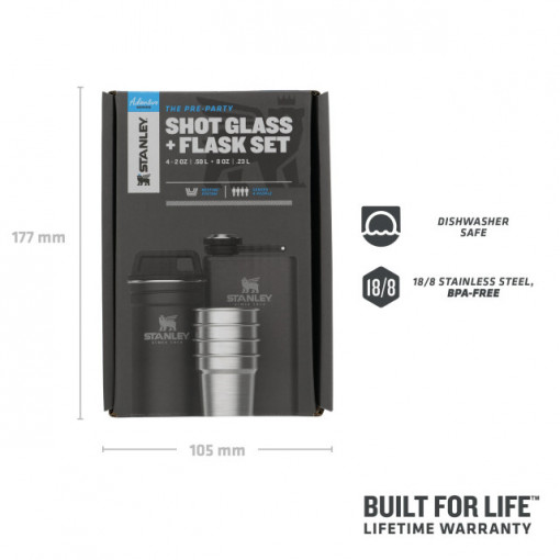 Set Stanley Butelca +4 pahare The Pre-Party Shotglass + Flask Matte Black Pebble - 10-01883-035 3