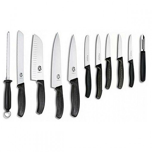 Set Victorinox pentru Bucatarie, 11 piese, suport fag - 6.7153.11 cutite