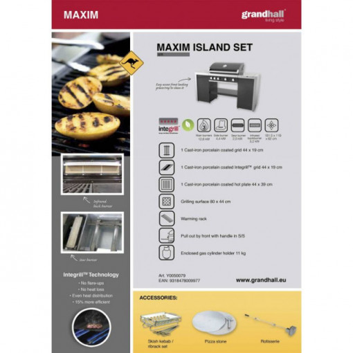 Stand insula cu arzator lateral pentru gratar Grand Hall Elite/Maxim/Premium GT - B17102650A - Img 2