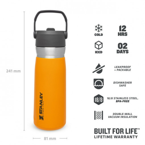 Sticla Apa Stanley The IceFlow™ Flip Straw Water Bottle Saffron 0.65L - 10-09697-010 2
