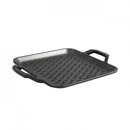 Tava patrata fonta cu doua manere si gauri perforate pentru gratar Chef Collection Lodge 28 cm L-C11SGT 2