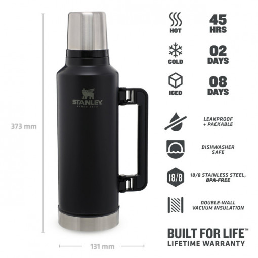 Termos Stanley The Legendary Classic Bottle XLarge Matte  3Black Pebble  1.9 l - 10-07934-004