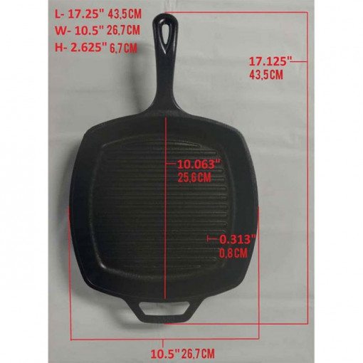 Tigaie grill adanca patrata din fonta cu maner Lodge 26,7 cm - L-8SGP3 8