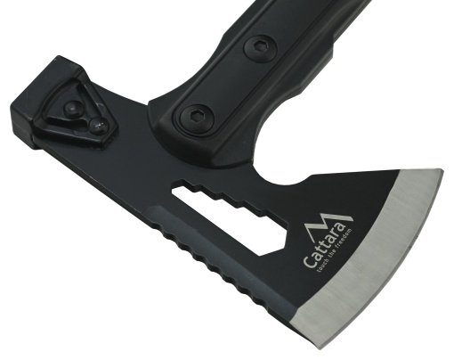 Topor multifunctional Cattara, solid, negru, 27cm, ciocan, cheie universala, amnar, teaca plastic - TT13265 - Img 2