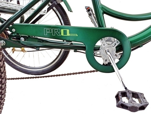 Tricicletă 24" pentru adulți BR CYCLES Pro2008-VB, cadru oțel 16", 7 viteze, frâne V-Brake/tambur, verde kaki - Img 9