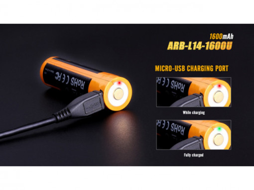 Acumulator Fenix 14500 - 1600mAh cu Micro-USB - ARB-L 14-1600U 2
