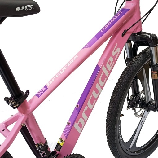 Bicicleta BR Tornado 24", 21 viteze, frane pe disc, cadru din aluminiu 13", manete secventiale, roz - Img 8