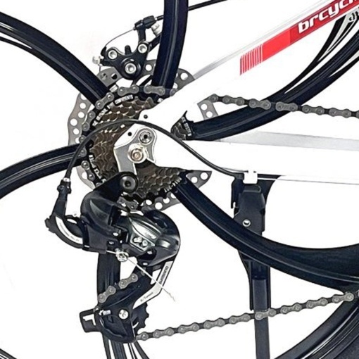 Bicicleta BR Tornado ProMG 24", jante MAGNEZIU, 21 viteze, frane pe disc, cadru din aluminiu 13", manete secventiale, alb - Img 3