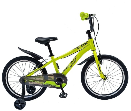 Bicicletă copii BR Neptune 20", cadru oțel, galben fluo, varsta 7 - 10 ani