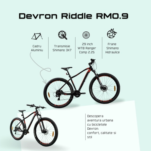 Bicicleta Mtb Devron Riddle 2023 RM0.9 - 29 Inch, M, Negru-Rosu - Img 4