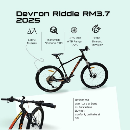 Bicicleta Mtb Devron Riddle RM3.7 2025 - 27.5 Inch, M, Negru - Img 3