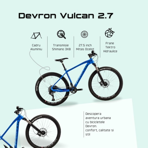 Bicicleta Mtb Devron Vulcan 2.7 - 27.5 Inch, S, Albastru - Img 4