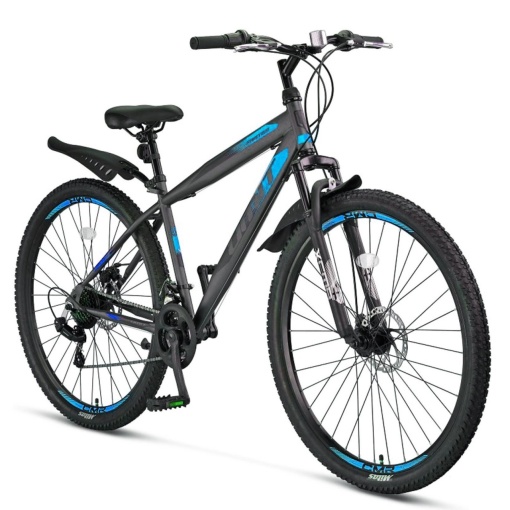 Bicicleta MTB-HT 27.5" UMIT Faster 2D, cadru otel 18", frane disc, 21 viteze, antracit/albastru - Img 2