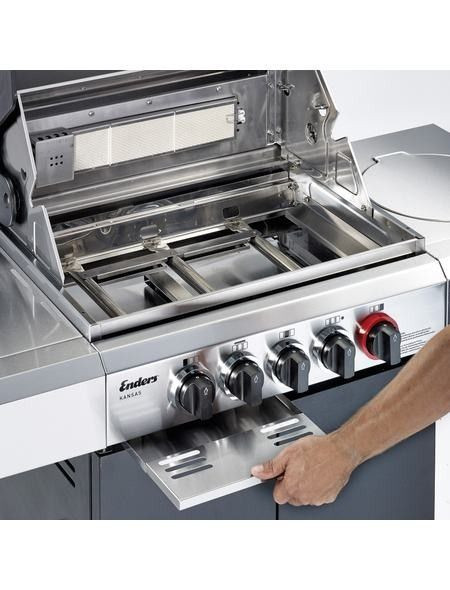 Bucatarie pe gaz, 4 arzatoare inox, arzator infrarosu, grile fonta, Enders Kansas Pro 4 SIK Profi Turbo - 8711 1