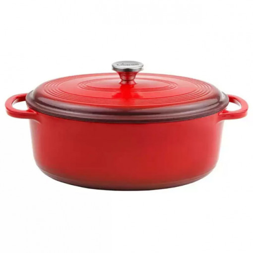 Ceaun din fonta emailata oval cu capac - cuptor olandez Lodge 6,6 litri - L-EC7OD43