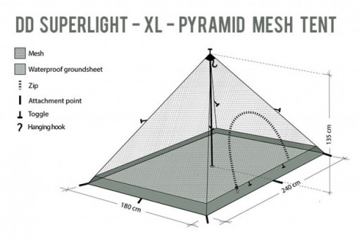 Cort DD Hammocks SuperLight Pyramid XL- Panza Anti Insecte - 0707273932112 7