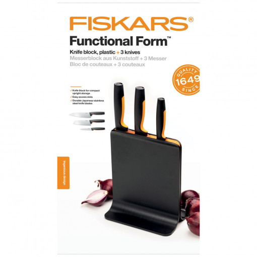 FISKARS Set suport din plastic + 3 cutite Fiskars Functional Form - 1057555 - Img 4