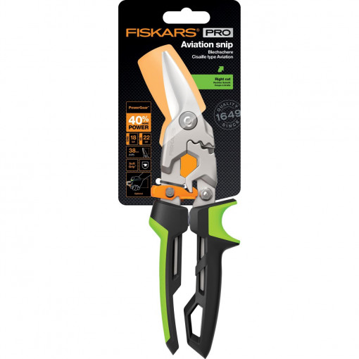 Foarfeca pentru tabla Fiskars PowerGear, taietura pe dreapta - Img 6