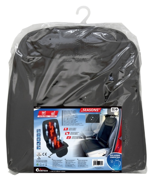 Husa scaun auto cu ventilatie si incalzire, 12V, 3 trepte de viteza, negru, textil si piele sintetica - Img 4