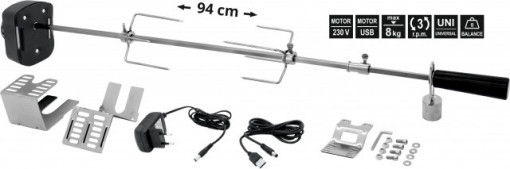 Kit electric rotiserie Cattara, 94cm, 8kg, 230V, USB 5V, 3 RPM - TT13053 - Img 7