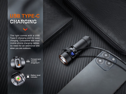 Lanternă EDC 1200 Lumeni 146 metri Fenix E18R V2.0 - ADV-461-001 - Img 6