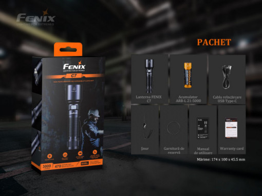 Lanterna Tactică Fenix C7  - 3000 Lumeni - 470 Metri - ADV-454-001 8