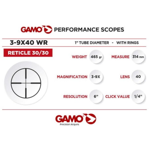 Luneta de arma Gamo 3-9X40W1PM cu prindere - G.VEGE39X40WR1PMN - Img 2