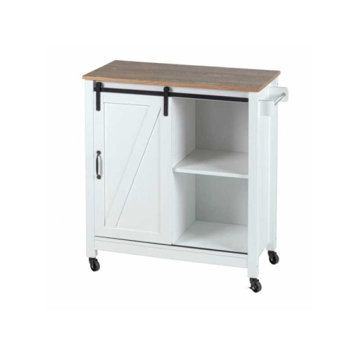 Mini bar alb cu 3 rafturi si usa, MDF si lemn, 80 x 88,5 x 40 cm, Wenko Country House - 54130100 - Img 3