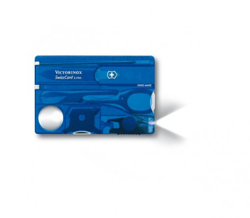 Multifunctional Victorinox SwissCard Lite, albastru transparent - 0.7322.T2