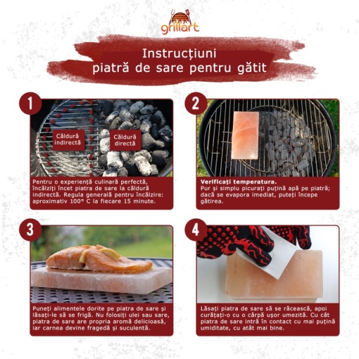 Placa dreptunghiulara din sare de Himalaya 20x10x2,5 cm pentru gatit la gratar Grillart - GA-1006-1 - Img 4