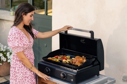 Plancha pe gaz Campingaz Onyx 2, 2 arzatoare, 6 kW, fonta emailata, aprindere electronica - 2218080 - Img 5