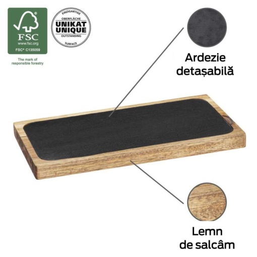 Platou servire si tocator din lemn de accacia 30x15x2 cm Ava Wenko Black Outdoor Kitchen - 55103100 - Img 3