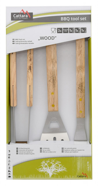 Set 3 ustensile pentru gratar cu manere de lemn Cattara TT13108 - Img 3
