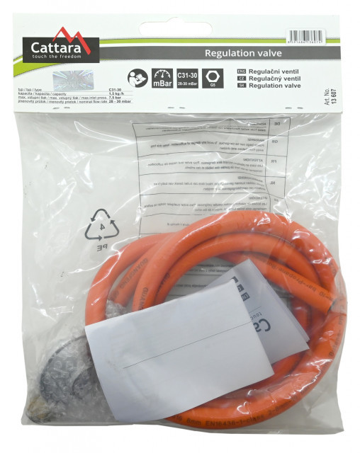 Set regulator de presiune + furtun 1.5m 30mBar Cattara TT13607 - Img 5