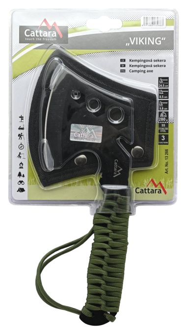 Topor multifunctional Cattara Viking 24cm, chei, paracord, teaca - TT13266 - Img 7
