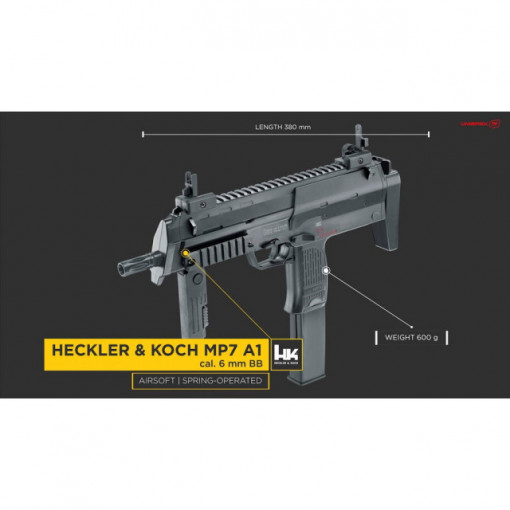 Arma Airsoft Semiautomata cu Arc Umarex Hekler&amp;Koch MP7 A1 6MM 350BB 0,5J - VU.2.6486 4