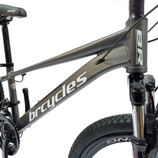 Bicicleta BR Tornado 24", 21 viteze, frane pe disc, cadru din aluminiu 13", manete secventiale, gri - Img 3