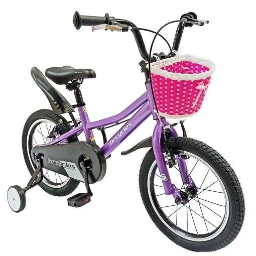 Bicicletă copii BR Neptune Kids 16", cadru oțel, violet, varsta 4 - 6 ani - Img 2