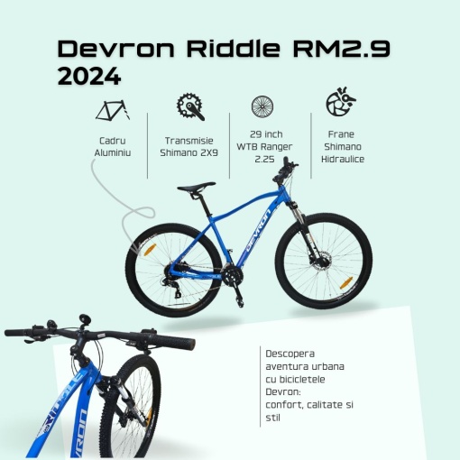 Bicicleta Mtb Devron Riddle RM2.9 2024 - 29 Inch, M, Albastru - Img 3