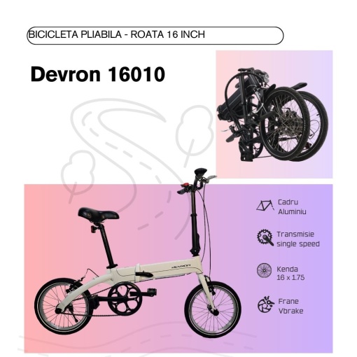 Bicicleta Pliabila Devron 16010 - 16 inch, Alb - Img 4