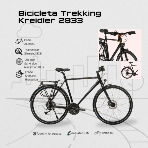 Bicicleta Trekking Kreidler 2833 - 28 inch, L, Negru - Img 4