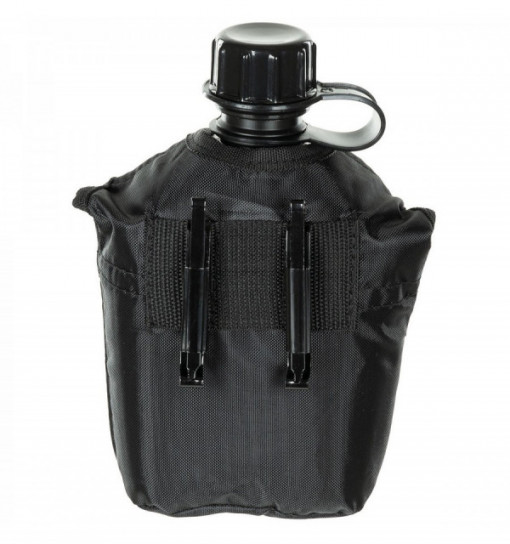Bidon 1 litru cu husa neagra, BPA free, MFH - OUTMA.33213A 2