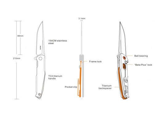 Briceag Ruike M108-TZ, lama 8.8cm schita