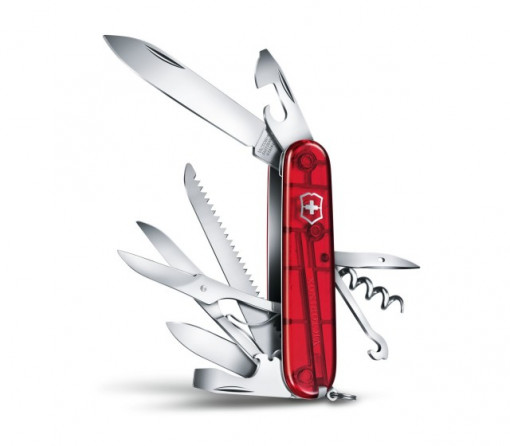 Briceag Victorinox Huntsman, rosu transparent - 1.3713.T pe lung